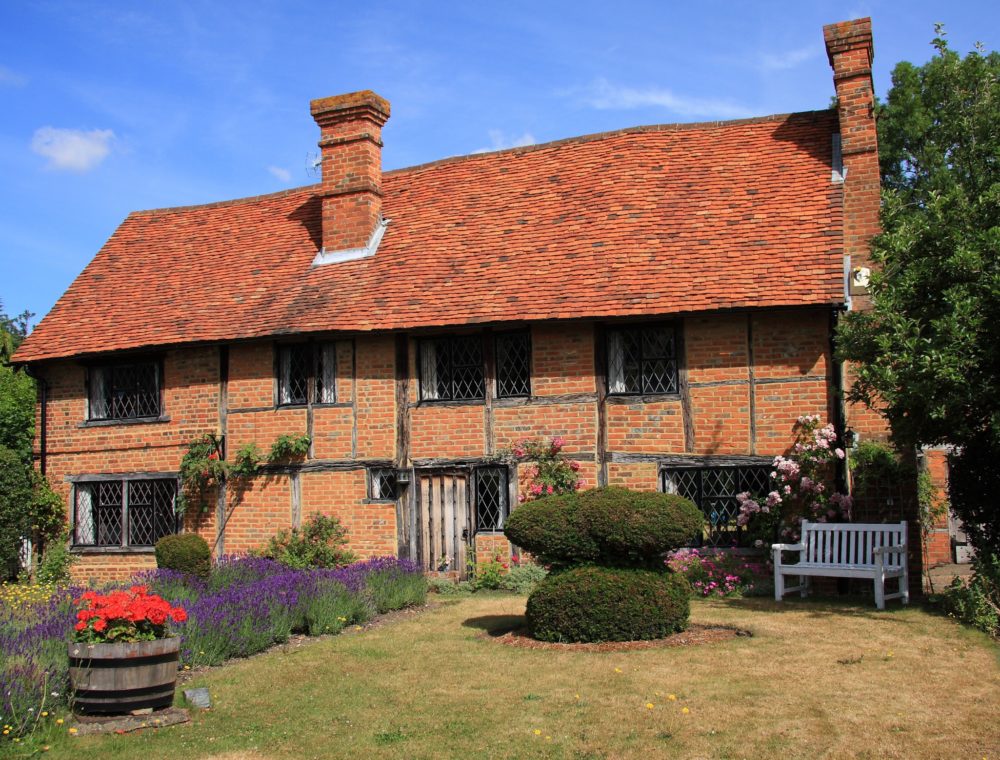 traditional English period cottage of brick and timber construction