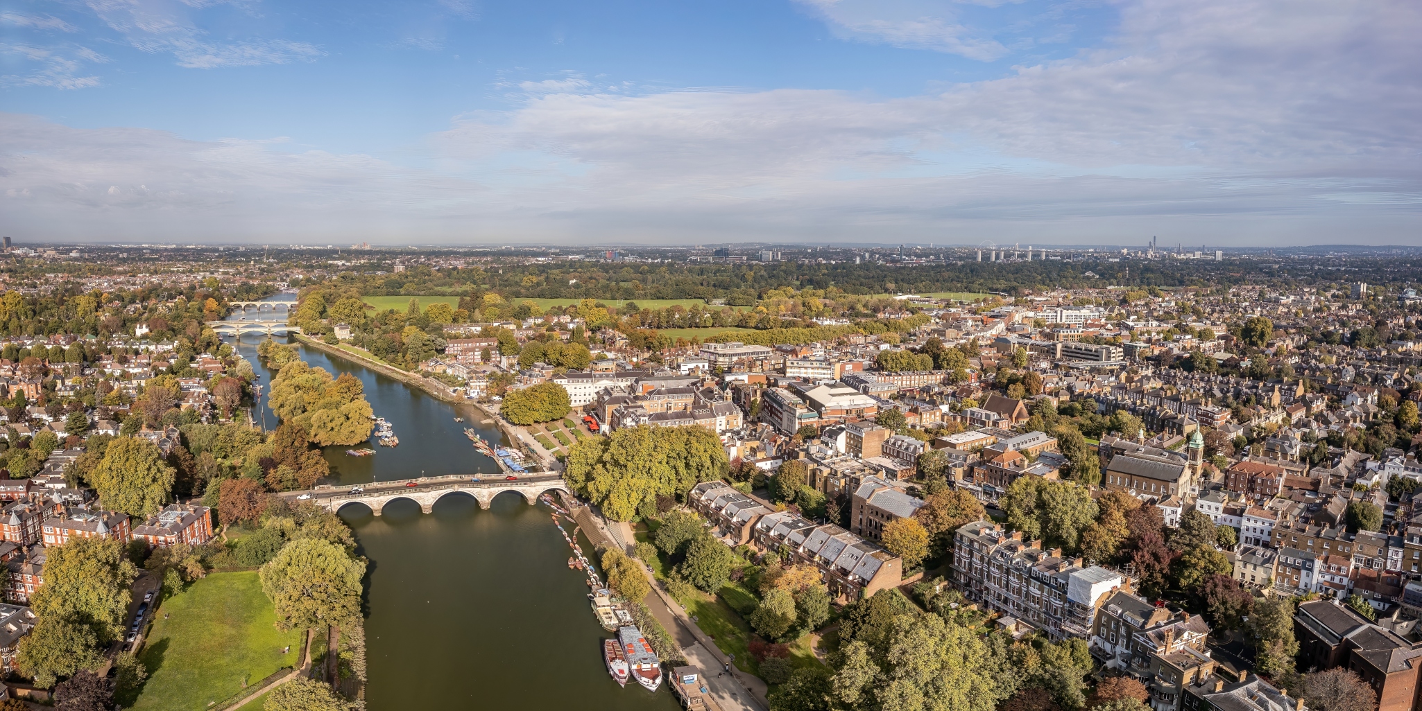 Ariels view of historic Richmond Upon Thames