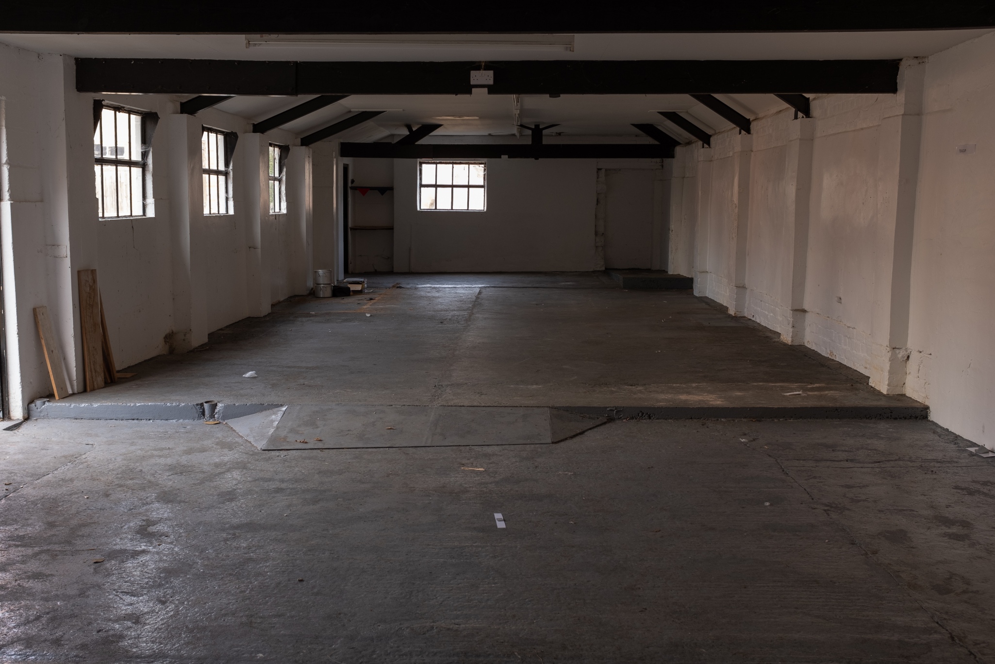 Empty building with exposed beams